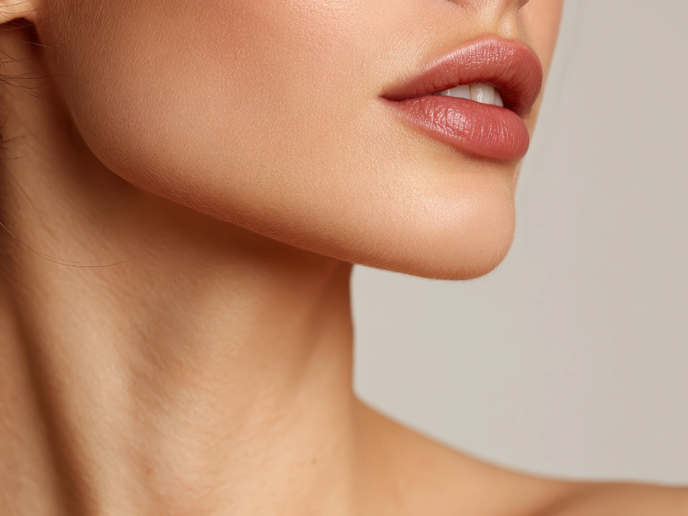 lip augmentation dermal fillers results a woman showing plump well defined lips after a cosmetic lip augmentation treatment